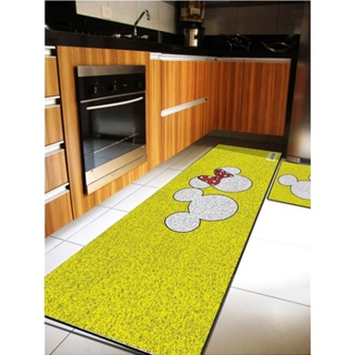 Kit Tapete 2 peças Capacho Cozinha - Mickey Amarelo