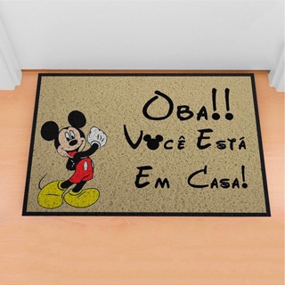 Tapete de Porta Divertido Capacho Mickey Oba!! Você está em casa