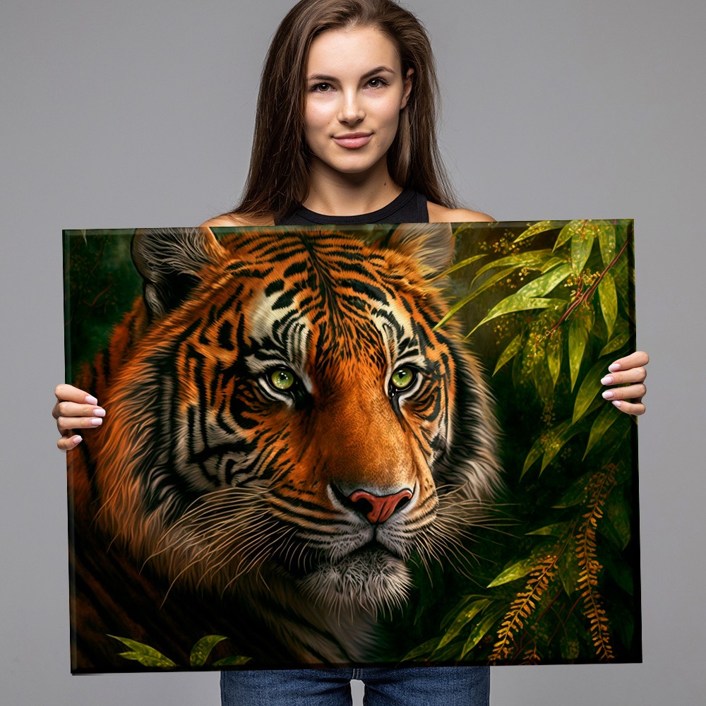 Quadro Tigre Energia Lindo 3D para sala quarto Painel tela grande