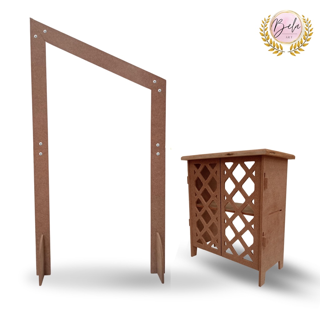 Comoda treliça mdf decoração festa + Arco Painel Geometrico
