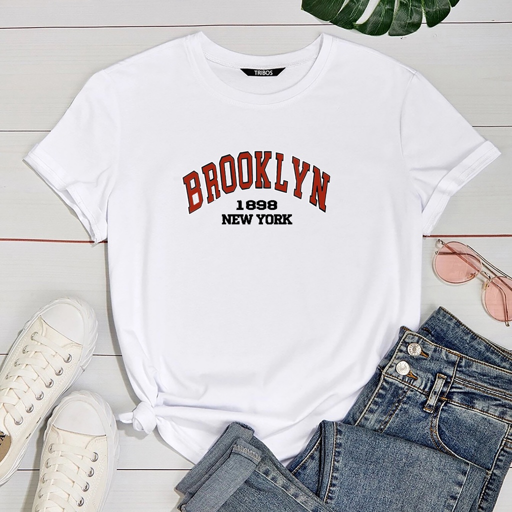 Blusa Feminina Brooklyn New York Shein Blusa estampada Branca de Malha