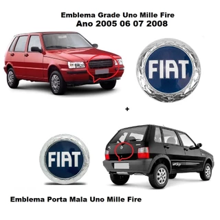 Emblema grade dianteira Fiat Azul Uno 2004 2005 2006 2007 2008 Simbolo Fiat Azul Fire Mala mille