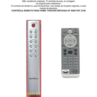 Controle Remoto Compatível Home Theater HT 6000 Britânia FBT2160