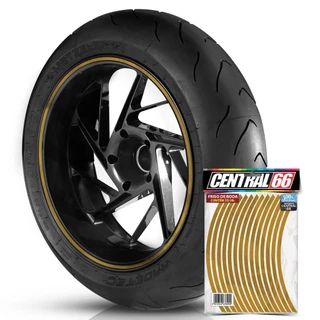 Kit Adesivos Friso de Roda M1 Dourado Roda Refletivo Aro 13 ao 22 Filete Resistente Para Moto e Carro