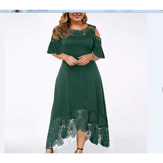 Adicionar À Lista De Desejos Vestido De Senhora Pullover De Manga Curta Com Rufo De Costura De Renda