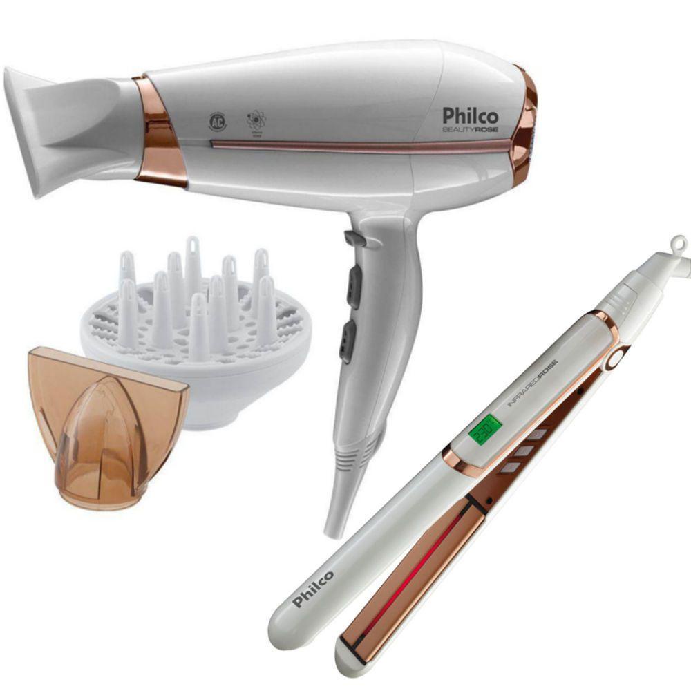 Kit Philco Beauty Rose Secador de Cabelo 220V com Chapinha Bivolt ...