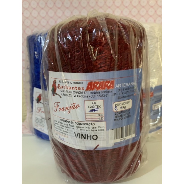 Barbantes Arara Franjão 500gramas Fio 4/6 artesanal.