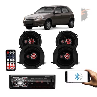 Kit Alto Falante Celta 4 Portas 5 Pol 240W Radio MP3 KF.054R