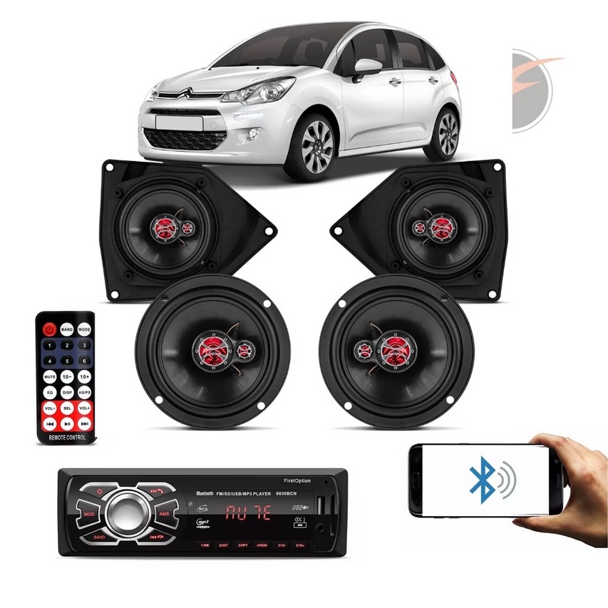 Kit Falante Foxer Citroen C3 - 6 e 5 Pol 240W +Radio KF.151R | Shopee ...