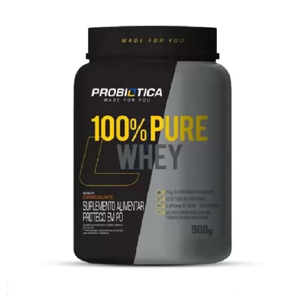 100% Pure Whey Sabor Chocolate Probiótica 900 G