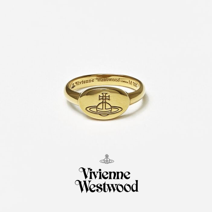 Vivienne Westwood TILLY Prata Esterlina Simples Anel Gravado Em Saturno 4 Cores