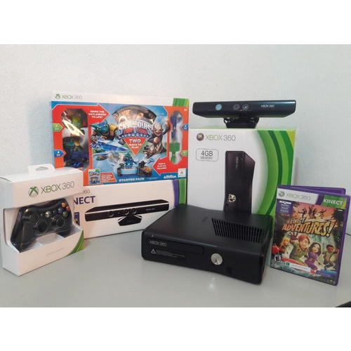 Console Xbox 360 4GB + Kinect Sensor + Game Kinect Adventures + Controle  sem fio - Loja Padrão