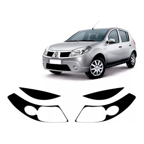 Adesivo Mod1 Farol Mascara Negra Para O Sandero 2008 A 2011