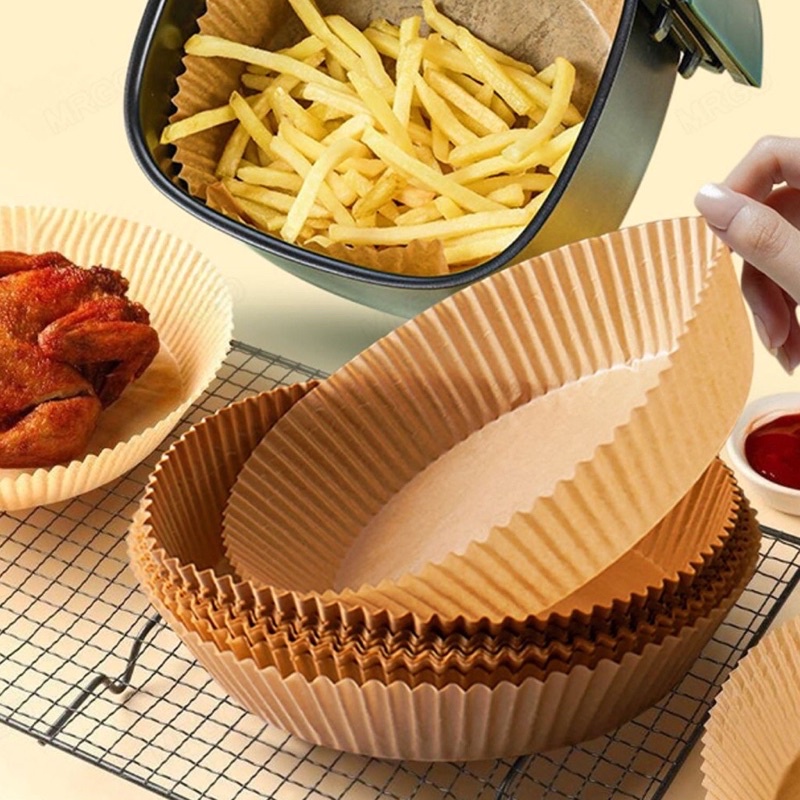 Tapete Redondo De Papel Descartável Air Fryer Antiaderente Para Cozimento  50 Unidades