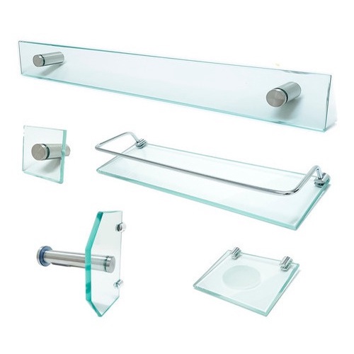 Kit De Acessórios Para Banheiro 5 Peças Vidro Incolor