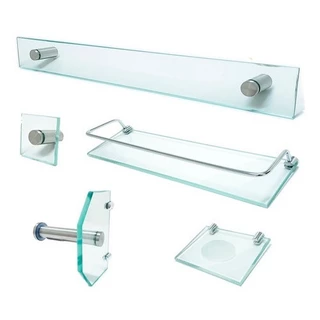 Kit De Acessórios Para Banheiro 5 Peças Vidro Incolor