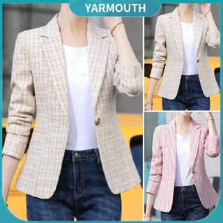 YYR-- Mulher Blazer Plaid Print Contraste De Cor Colarinho De Gola Baixa Cardigan Manga Comprida Casaco Quente De Outono Anti-Rugas Para O Trabalho em Promoção na Shopee YYR-- Mulher Blazer Plaid Print Contraste De Cor Colarinho De Gola Baixa Cardigan Manga Comprida Casaco Quente De Outono Anti-Rugas Para O Trabalho