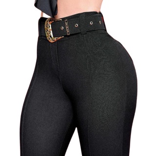 Calça Legging Pop Modas Skinny Montaria Com Cinto Malha Pop Moda Feminina Legging
