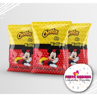 Kit 10 Salgadinhos Personalizados Mickey Lembrancinha surpresa brindes mini salgadinhos Pipoca
