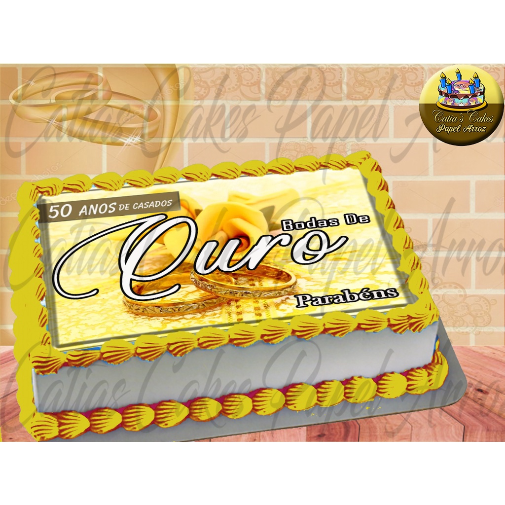 Topo de Bolo 50 Anos Glitter Dourado Sonho Fino Rizzo Confeitaria - Loja de  Confeitaria