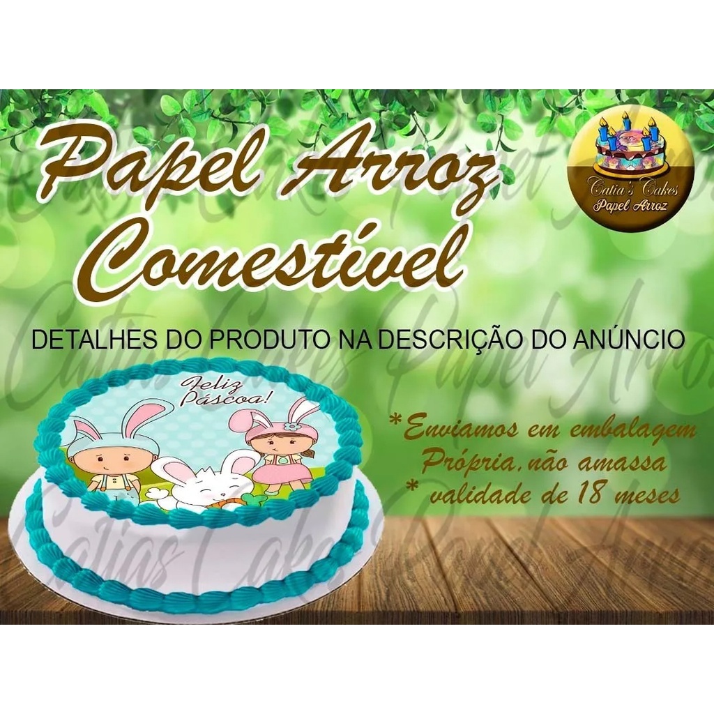 Bolo masculino, Papel arroz, Chantilly, Redondo, Simples