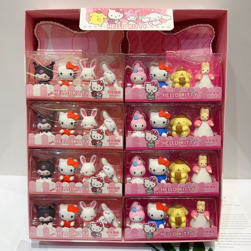 Kit Borracha Com 4 Personagens Sanrio Hello Kitty