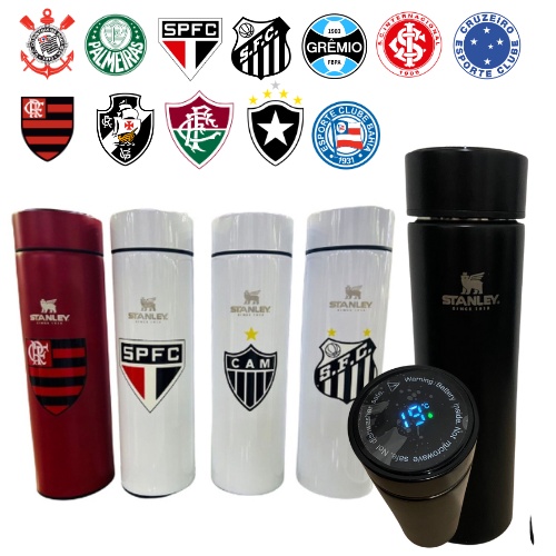 Garrafa Térmica Stanley com visor de led (personalizado)todos os Time Flamengo,São paulo, palmeiras, santos, Corinthians,Cruzeiro,botafogo.. jonastore.top