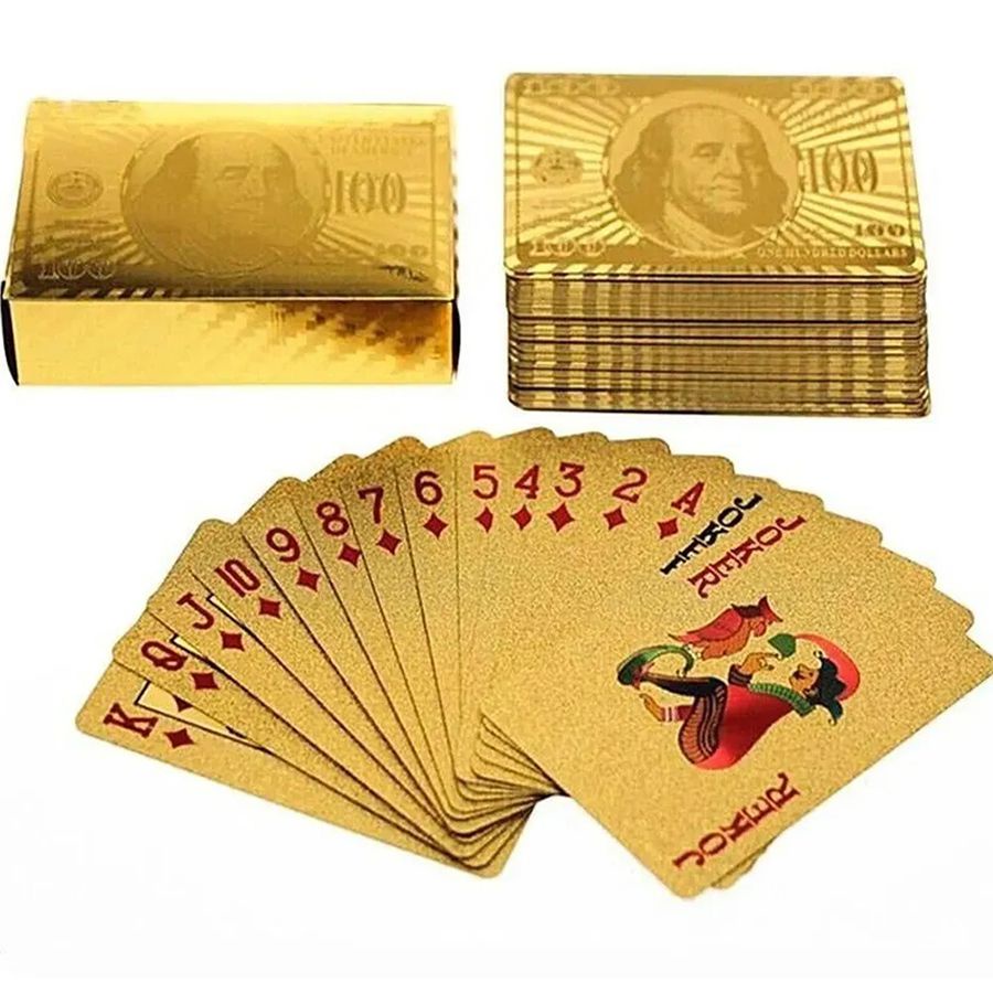 Baralho Dourado Ouro 24k Dollar Poker Cartas Jogos P'agua Shopee Brasil