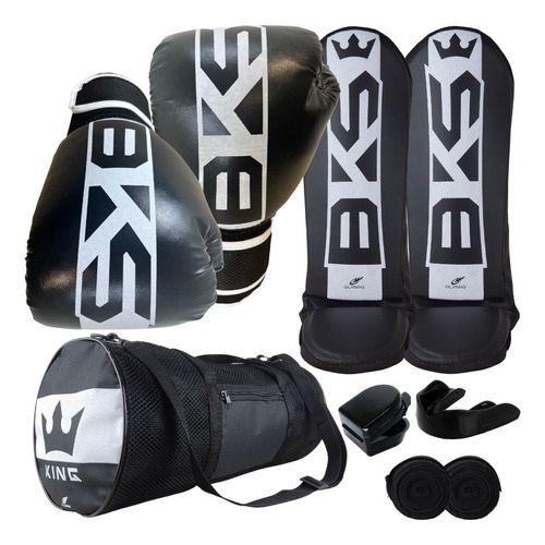 Kit Muay Thai Luva Caneleira Bucal Case Bandagem Bolsa