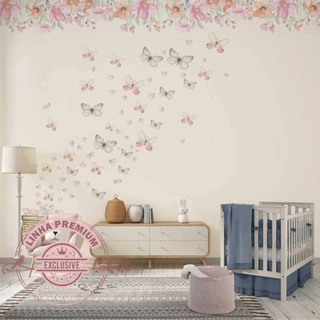 Papel de Parede Personalizado Borboletas Encantadas Decoração Quarto Infantil Menina