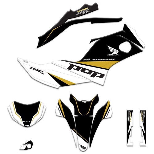 Kit Adesivo Gráfico Honda Pop 110i 2016 - 2025 Moto Preta Edição ...