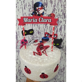 Miraculous Ladybug e cat noir topo de bolo festa de aniversário