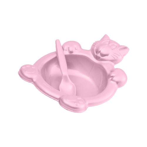 Kit Prato Colher para Papinha Refeição Bebe Rosa