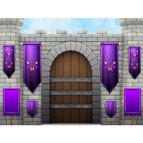 Painel De Festa Sem Emendas Castelo Medieval Bandeiras 3x2m