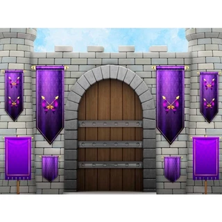 Painel De Festa Sem Emendas Castelo Medieval Bandeiras 3x2m