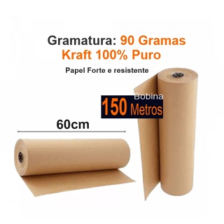 Papel Kraft 40cm De Largura x 150 Metros Gramatura 80 Monolúcido