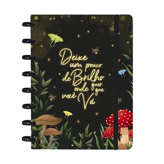 Caderno De Disco ISCOOL Inteligente 80 Folhas Bosque Mágico Preto