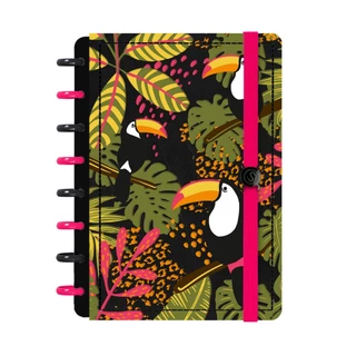 Caderno De Disco Capa Dura ISCOOL Inteligente 80 Folhas Tropical Tucano Preto