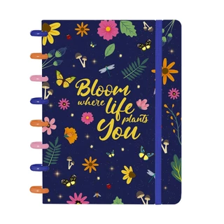 Caderno De Disco ISCOOL Inteligente 80 Folhas Bosque Florido Azul