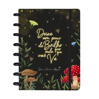 Caderno De Disco ISCOOL Personalizado Inteligente 80 Folhas Bosque Mágico Preto