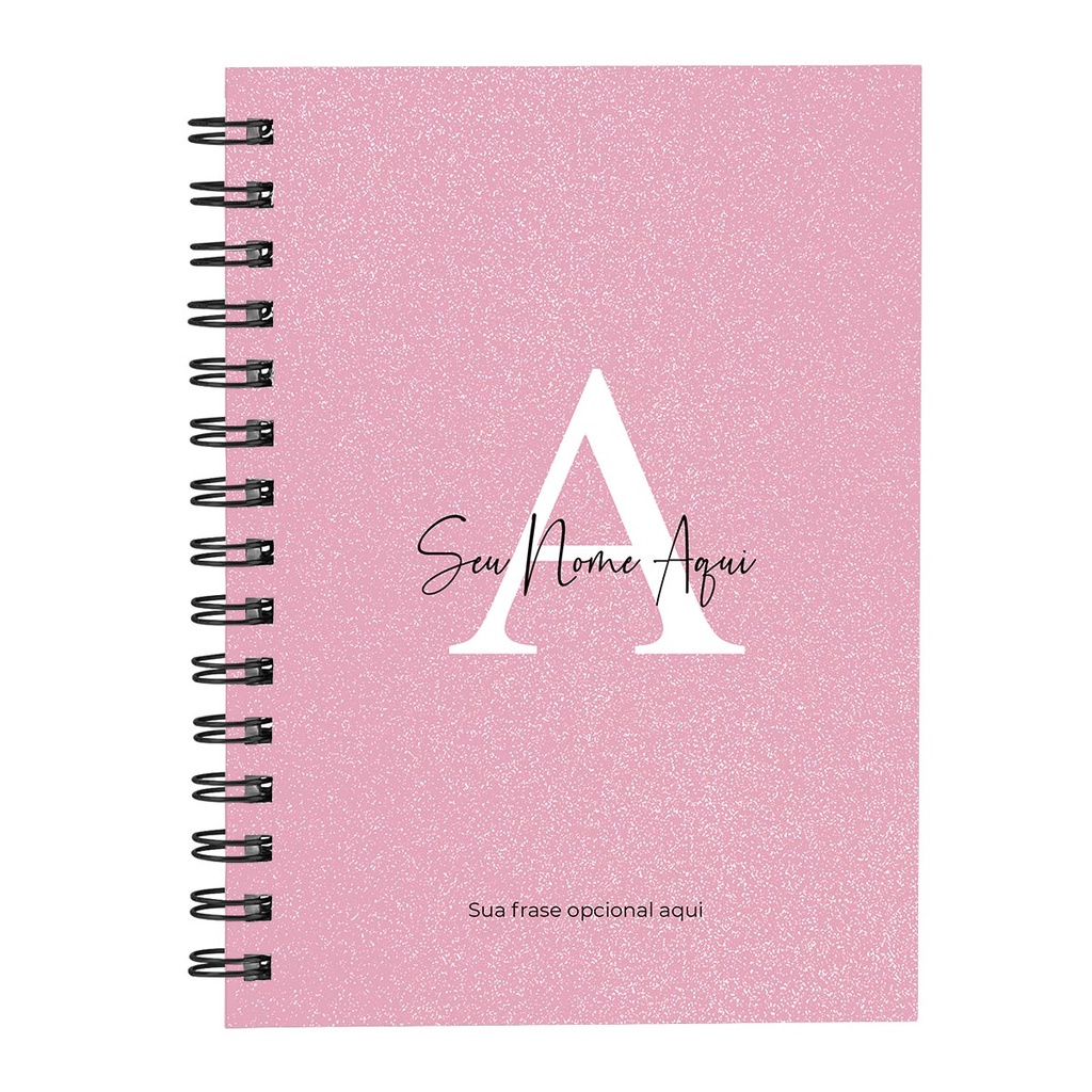Caderno Personalizado Glitter Rosa 100 Fls 14x20 Cm