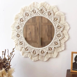 Macrame Mandala espelho mandala energia solar suporte de espelho em macramê boho ranger