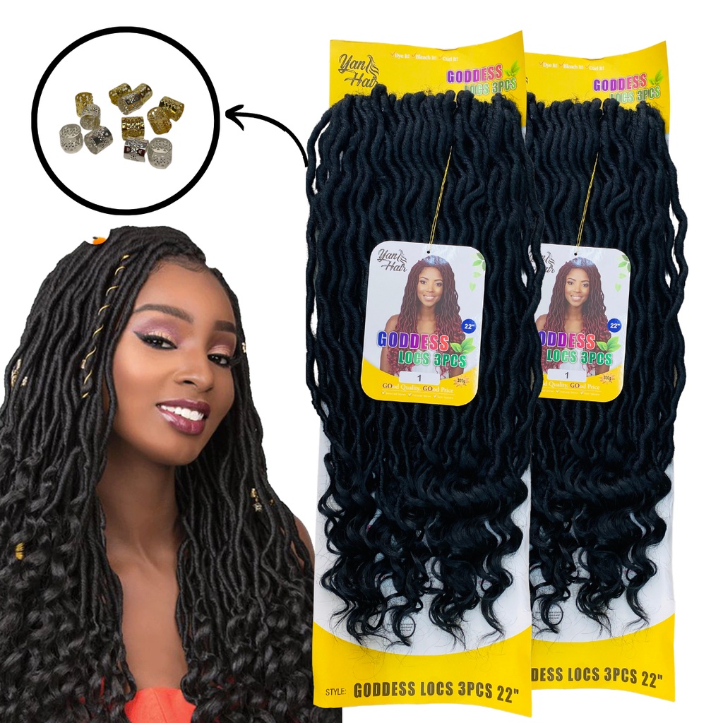 Cabelo Goddess Faux Locs Pacotão 300 gramas Crochet Braids