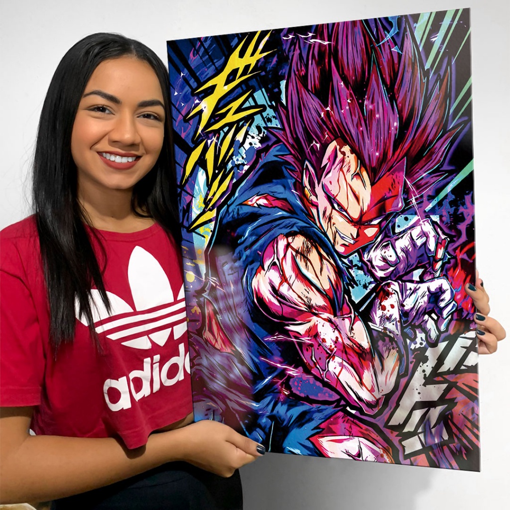 Quadro Metalizado Vegeta Ego Superior Placa Decorativa Brilhante Anime