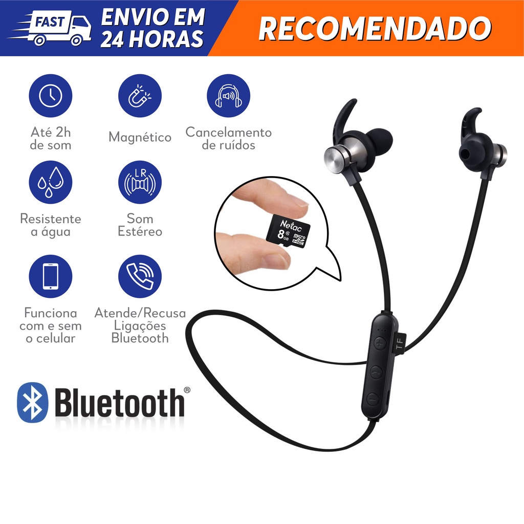 Fone de Ouvido para Cart o de Mem ria micro SD com Bluetooth