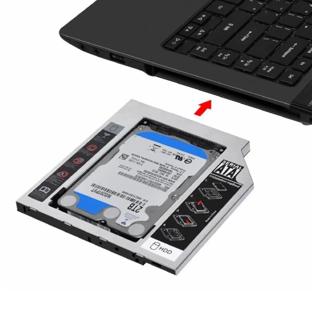 Adaptador Caddy 9,5mm 9mm Para DVD Notebook Laptop Macbook Segundo HD ...