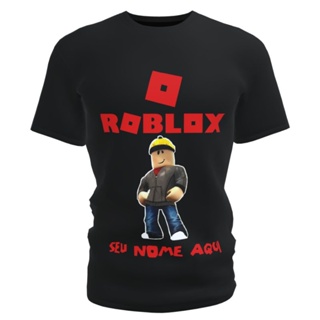 camiseta blusa preta camisa infantil menino roblox personalizadas com seu  nome