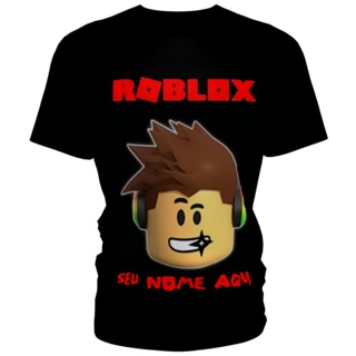 Camiseta preta infantil menino roblox personalizada