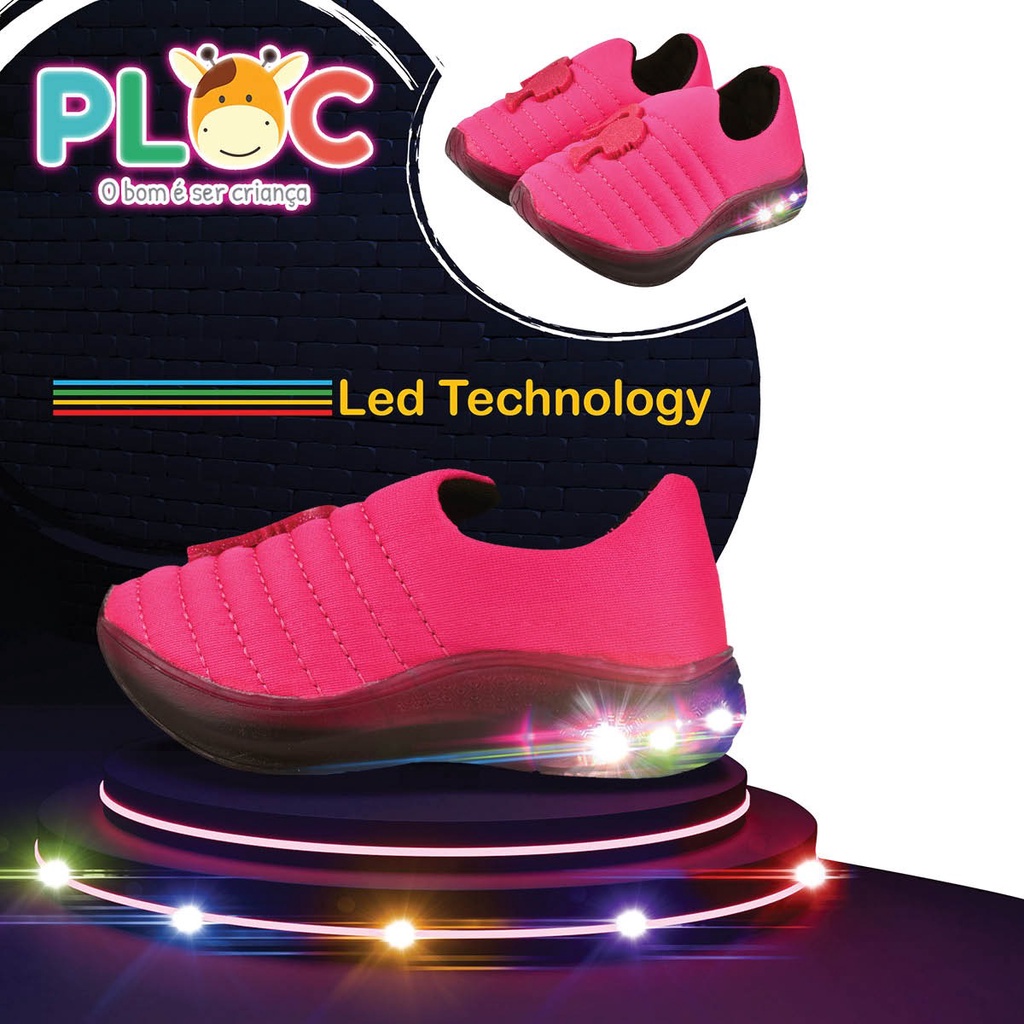 Tênis infantil com LED - PLOC LED92 - BARBIE PINK