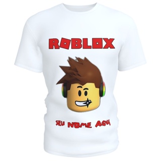 Camiseta branca infantil menino roblox personalizada